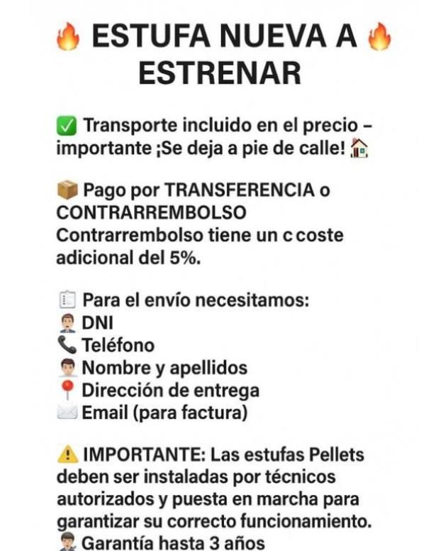 Estufa de Leña  Quart 9.7Kw  Nueva MAD2019