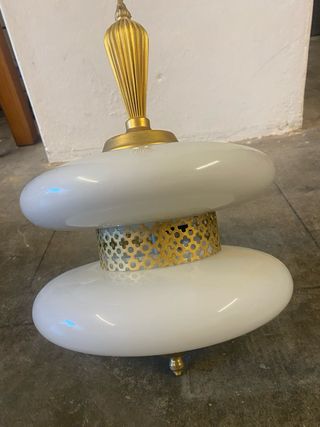 Lámpara Vintage Cristal Blanco y Dorado