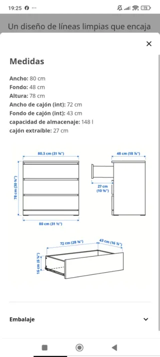 Cómoda Malm Ikea Blanca tres cajones con cristal