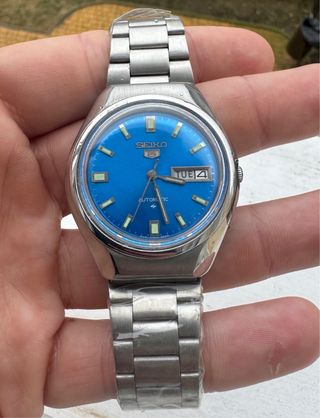 Reloj Seiko 5 Automático Esfera Azul Vintage