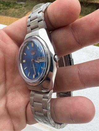 Reloj Seiko 5 Automático Esfera Azul Vintage