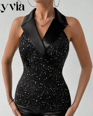 Top sin mangas lentejuelas M