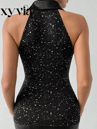 Top sin mangas lentejuelas M