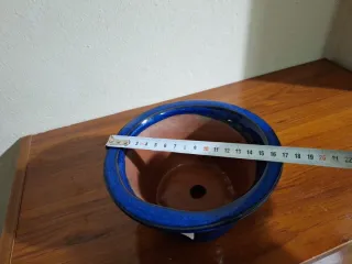 Vaso bonsai redondo Yixing azul