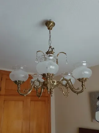 Lámpara de techo de bronce y cristal