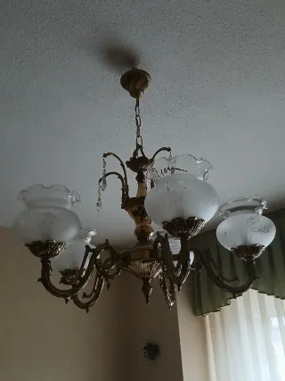 Lámpara de techo de bronce y cristal