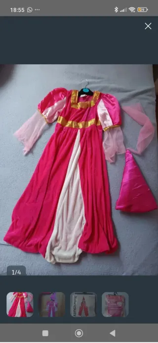 Disfraz Princesa Rosa Talla 5-6 con Gorro