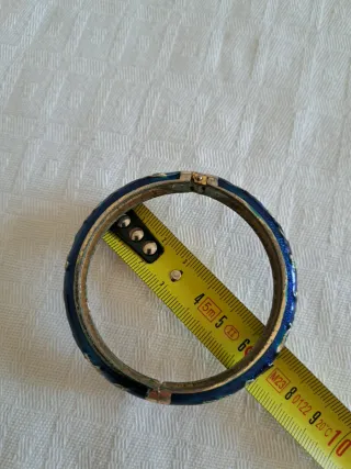 Bracciale rigido vintage smaltato blu
