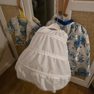 Traje Fallera Niña Azul y Blanco Para 3 Años