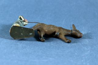 FIGURA EN PLOMO DE CAMPESINA CON BURRO PARA BELEN