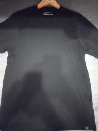Pull&Bear Camiseta Gris-Negro Talla M-L