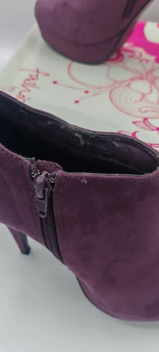 Botines tacón plataforma morados talla 39