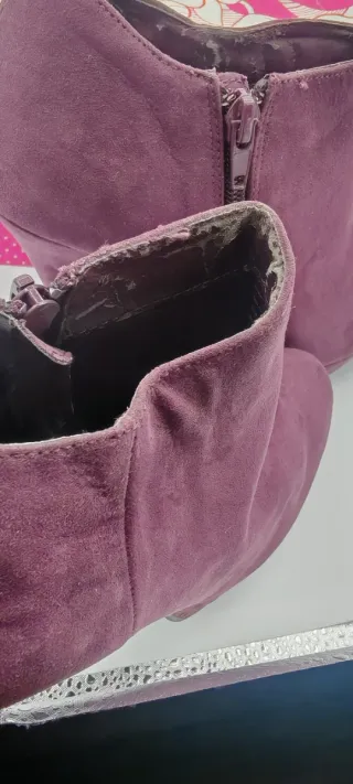 Botines tacón plataforma morados talla 39