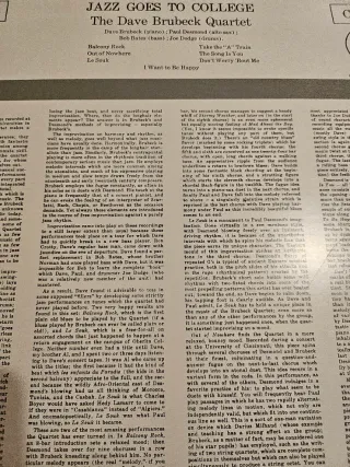 Vinilo LP Jazz Goes to College - Dave Brubeck Quar