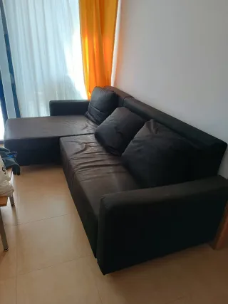 Sofá cama chaise longue negro