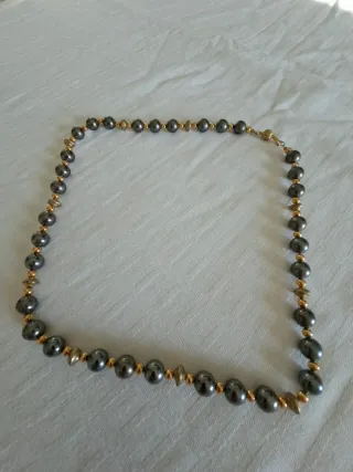 Collana Lunga Vintage 74cm Nera e Oro