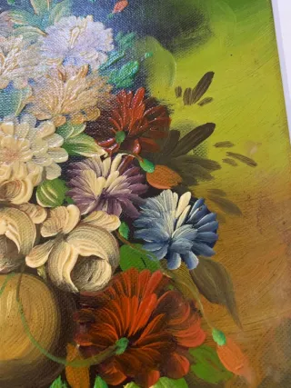 Olio su cartone telato Vaso con fiori cm. 18x24