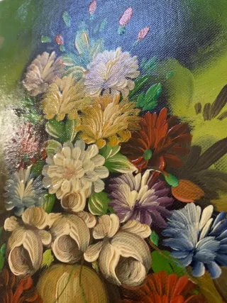 Olio su cartone telato Vaso con fiori cm. 18x24