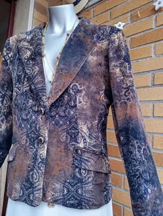 Blazer pana vintage marrón y morado