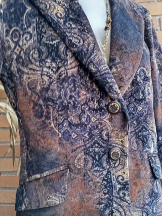 Blazer pana vintage marrón y morado