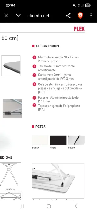 Mesa escritorio oficina plegable Actiu PLEK 180×80