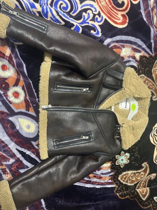 Chaqueta cuero marrón con pelo