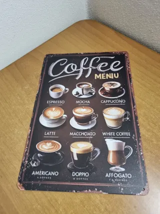 Insegna metallo Coffee Menu vintage style
