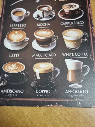 Insegna metallo Coffee Menu vintage style