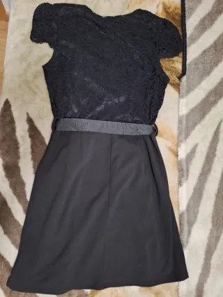 Vestido Negro Morgan Encaje y Lazo