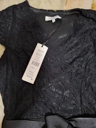 Vestido Negro Morgan Encaje y Lazo