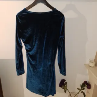 Vestido Shein Veludo Azul Petróleo XL