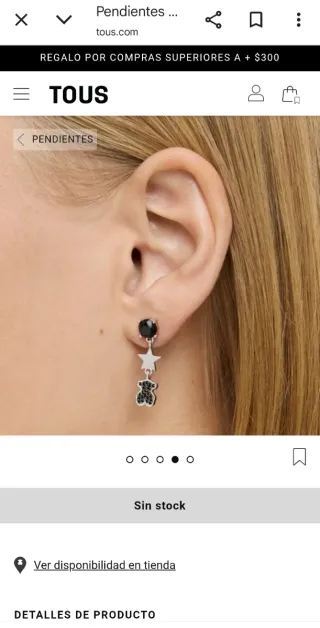 Pendientes Tous plata y onix