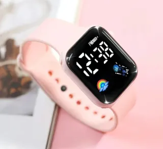 Conjunto de Joyas y Reloj Digital Rosa