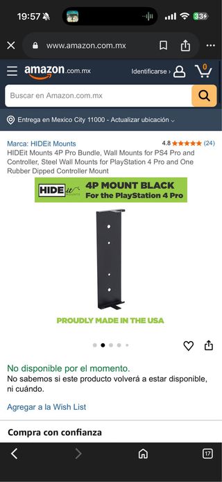 Soporte Pared PS4 Pro y Mando HIDEit