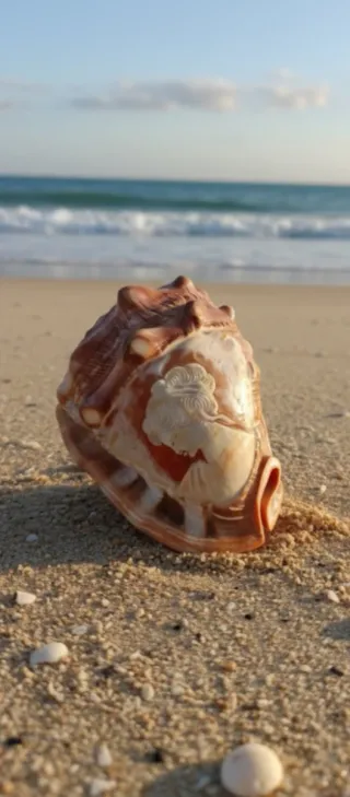 Conchiglia decorata con cammeo