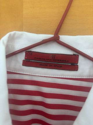 Camisa Carolina Herrera Rayas Roja y Blanca