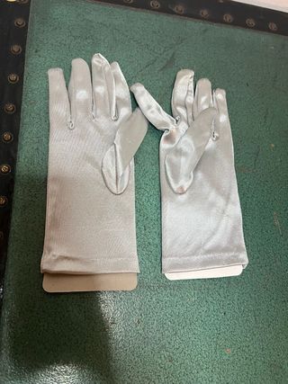 Guanti eleganti in raso grigio