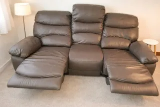 Sofá eléctrico 3 plazas piel gris