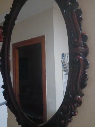 Espejo Ovalado Madera Negro