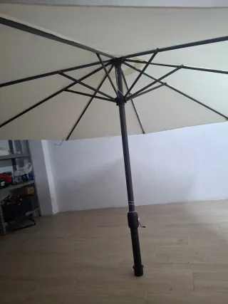 Parasol grande blanco con manivela,280cm diámetro