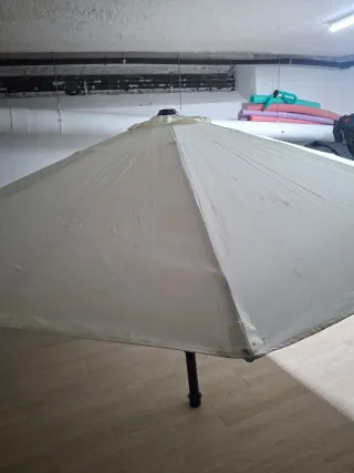 Parasol grande blanco con manivela,280cm diámetro