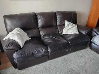 Sofás reclinables 3+2 plazas piel marrón