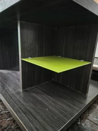 Mesa baja salón madera y cristal