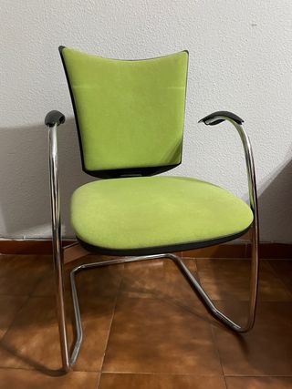 2 Sillas con Brazos Verdes y Plateadas