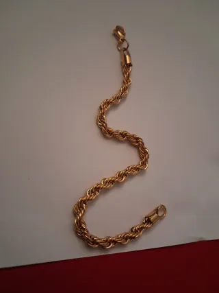 Cadena trenzada dorada,chapada en oro 18k,21cm.