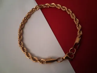 Cadena trenzada dorada,chapada en oro 18k,21cm.