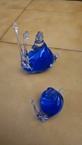Figuras Caracol Vidrio Azul (2 uds)