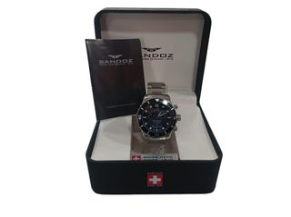 RELOJ PULSERA SANDOZ CHRONOGRAFT NEGRO/PLATA