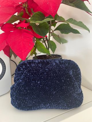 Bolso Clutch Terciopelo Azul Marino
