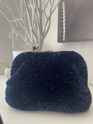 Bolso Clutch Terciopelo Azul Marino